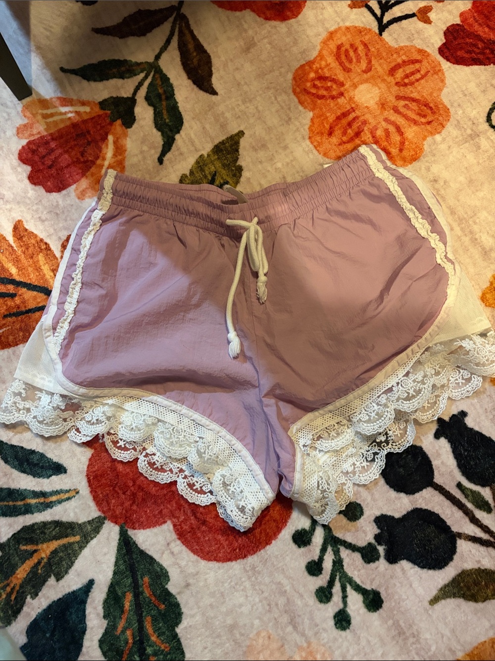 Anthropologie Lilac Lace-Trim Sleep Shorts